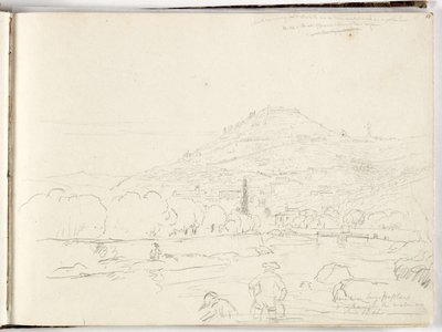Sketch of hilltop, riverbank and figures, 1831 by Thomas Cole